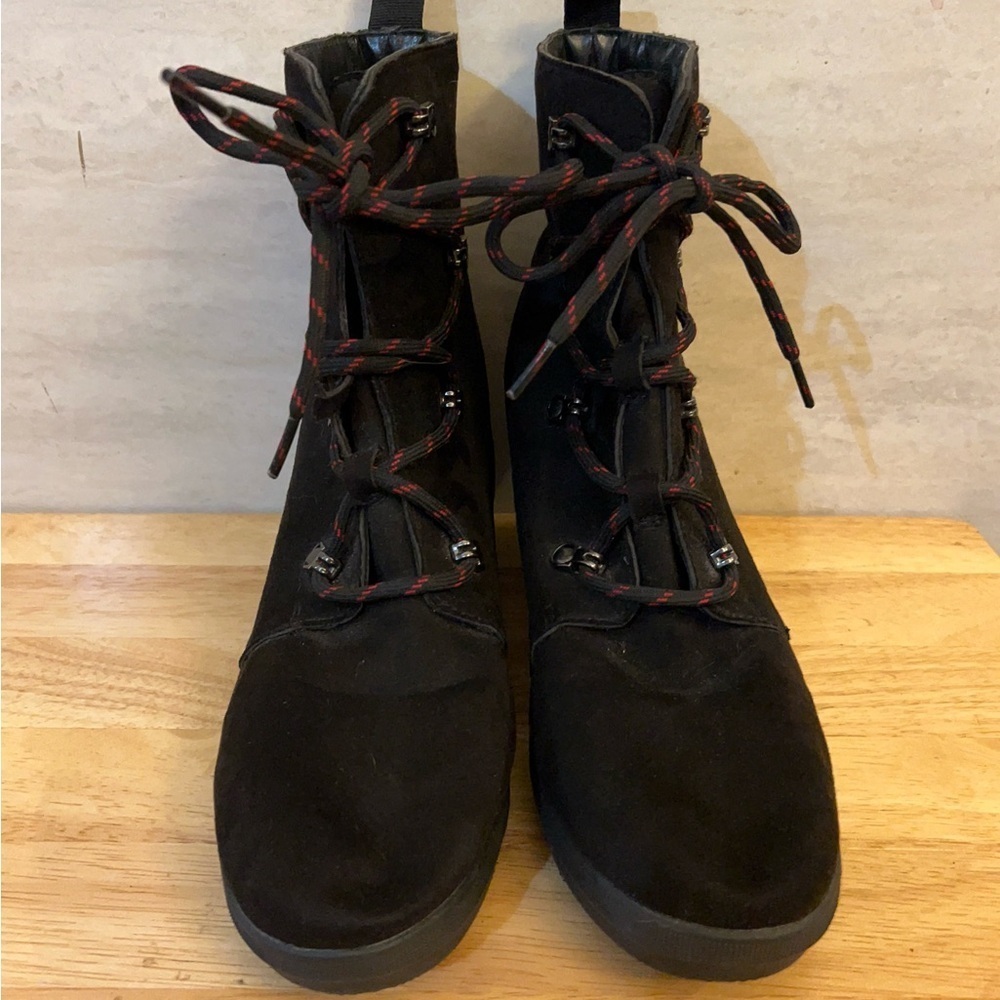 Serra Wedge Heel Lace-Up Faux Suede Boots - Picture 2 of 10